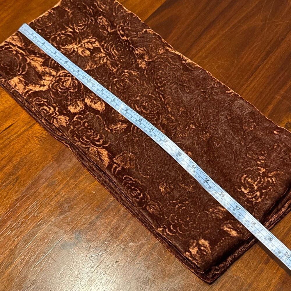Rust Red Brown Velour Floral Scarf Women’s 8” x 72” Fall Autumn - Picture 6 of 6